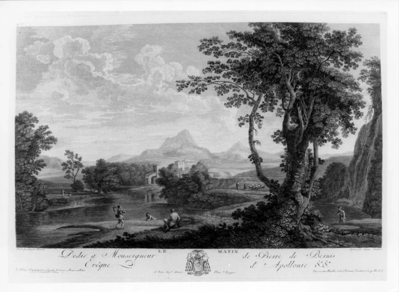 Gaspar Dughet detto Pussino - Paesaggio fluviale con pastori di mattina